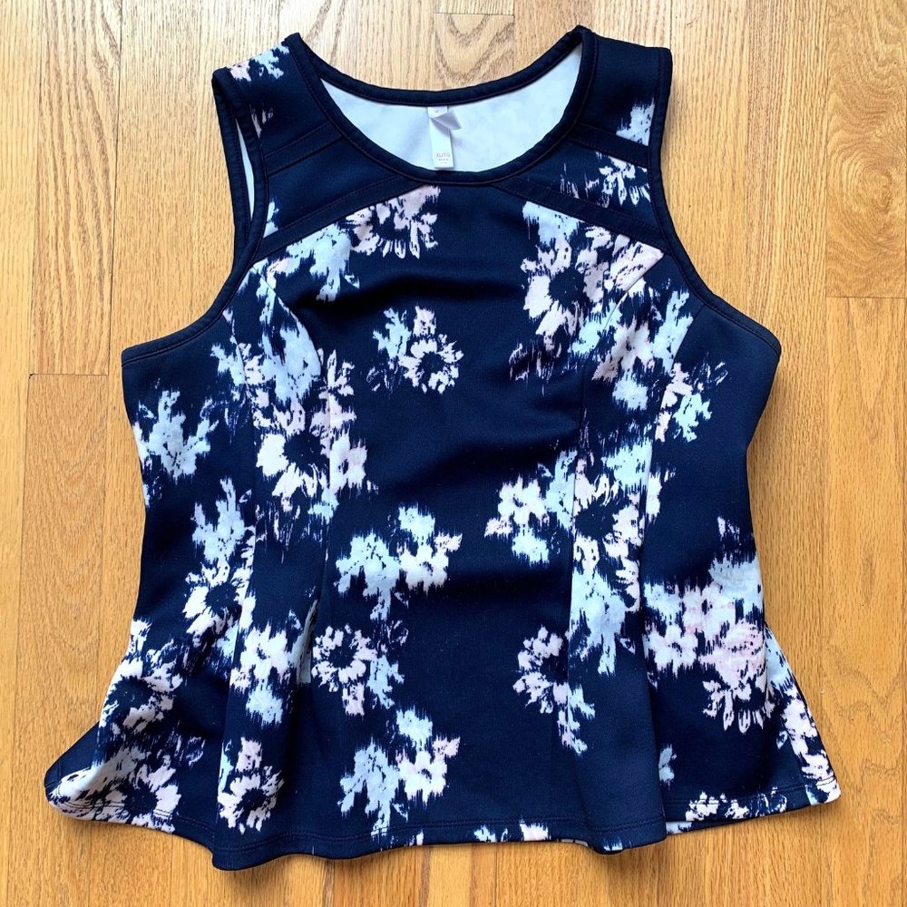 Women's Floral Peplum Top, Blue, Size XL - Xhilaration
